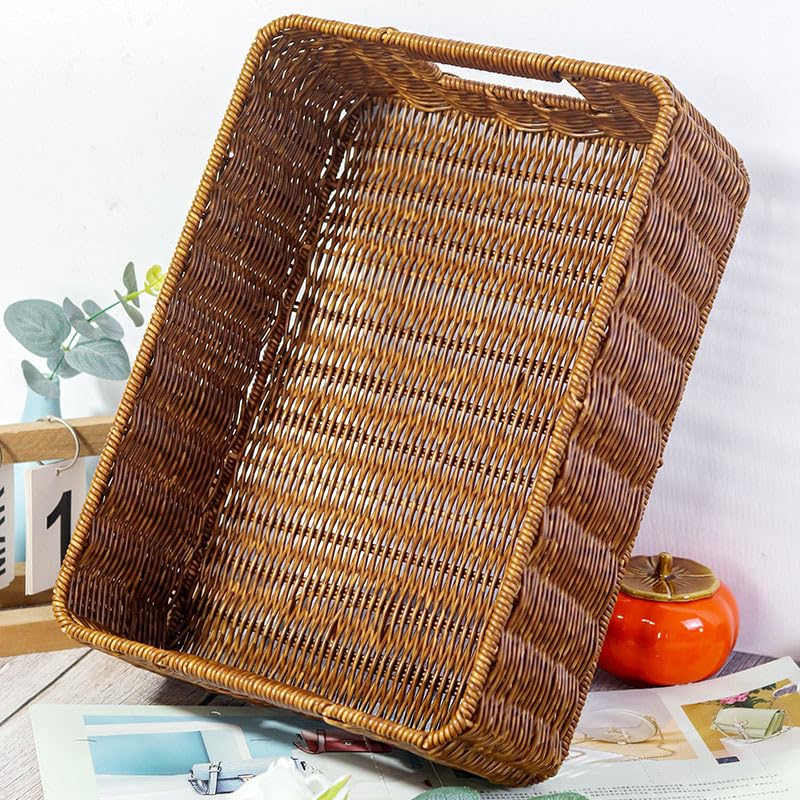 Wicker Storage Baskets for Shelves (Set of 2, Brown) Washable and Durable