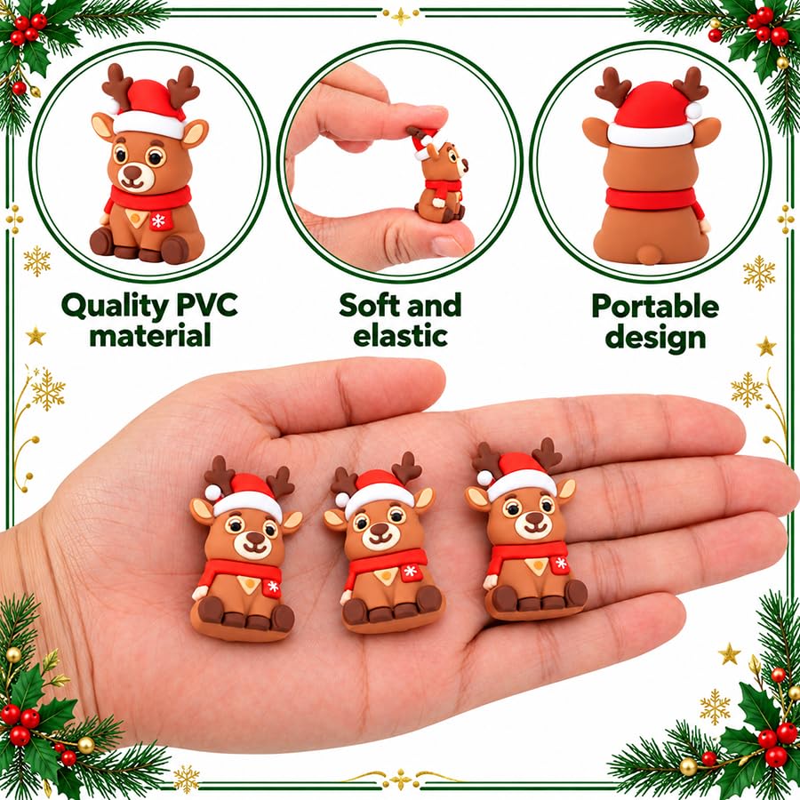 60 Pcs Miniature Christmas Reindeer Figurines, Tiny Deer Statues Ornaments - color: Reindeer, size: 60 Pcs