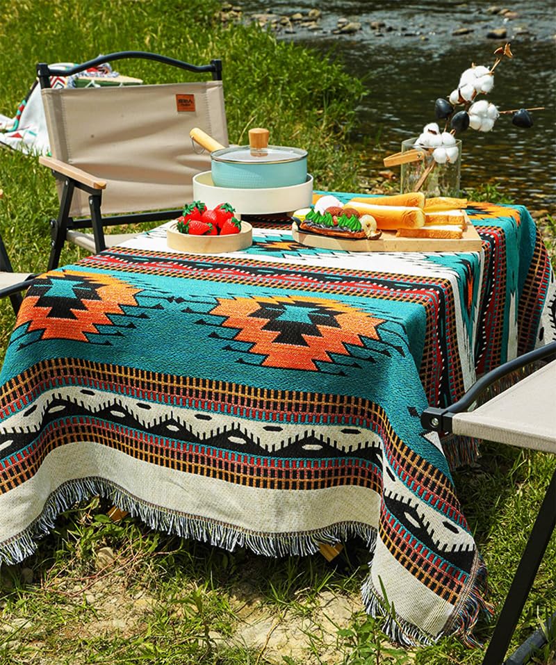 Homesy Aztec Throw Blanket Native Southwestern Bed Blankets 51"x63" Green - color: Green, size: 51"x63"