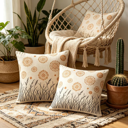 Boho Floral Reed Throw Pillow Covers Set of 2, 18x18 Inch - color: A20018, size: 18" x 18" (Pack of 2)