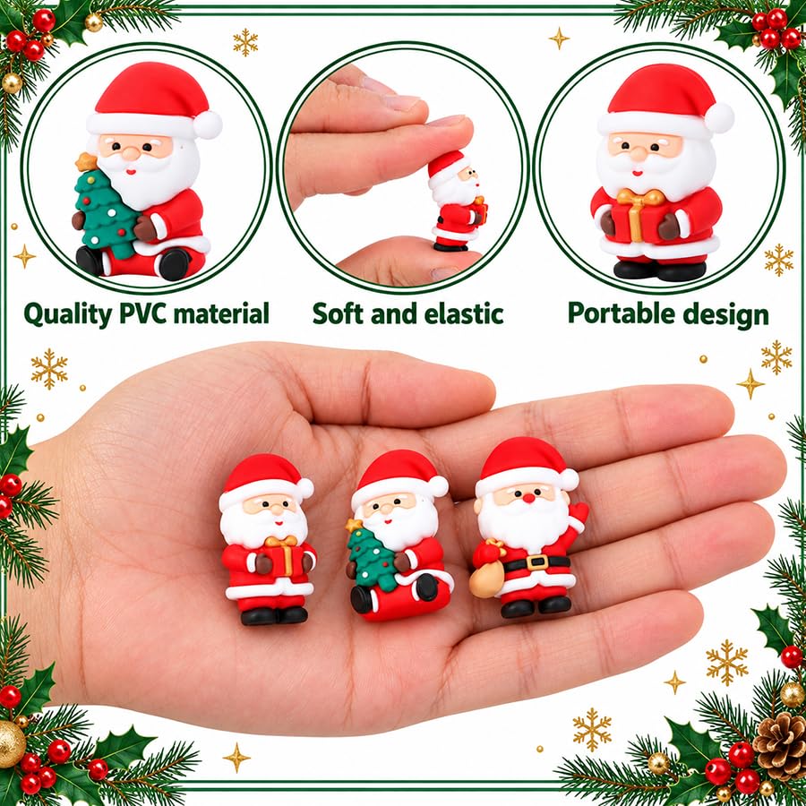 60 Pcs Christmas Mini Santa Figurines, Tiny Santa Claus Statues Ornaments - color: Santa, size: 60 Pcs