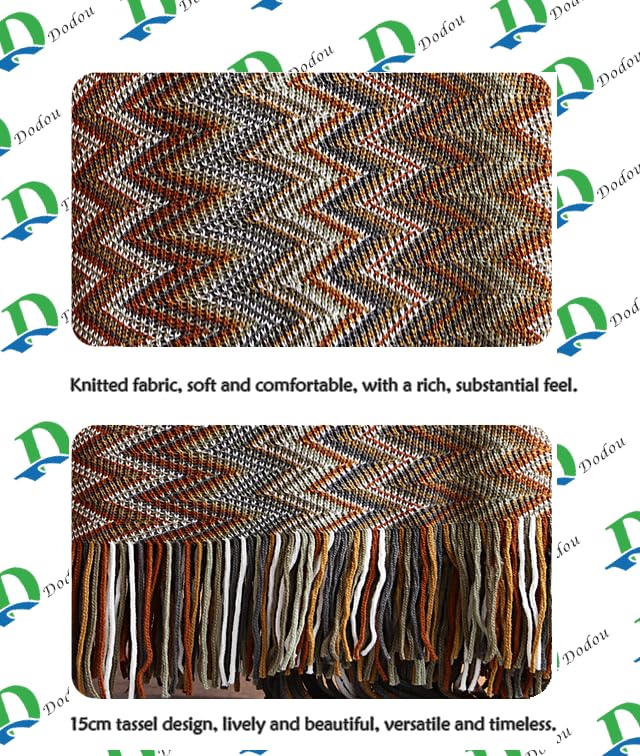Throw Blanket Bohemian Knitted with Tassel 50x60 Inch (Yellow) - color: Yellow