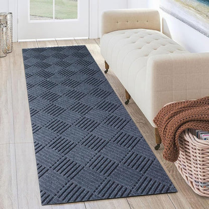 Petgrow Hallway Runner Rug 2FTX8FT,Super Skid Resistant TPR Backing - color: Diamond Grey, size: 2FTX8FT