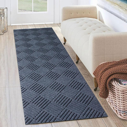 Petgrow Hallway Runner Rug 2FTX8FT,Super Skid Resistant TPR Backing - color: Diamond Grey, size: 2FTX8FT