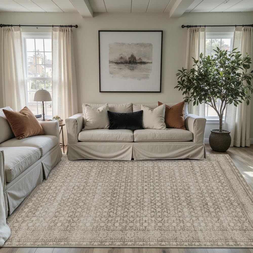 Area Rugs 5x7, Washable Rugs for Living Room,Apricot - color: Apricot, size: 5' x 7' (Rectangular)