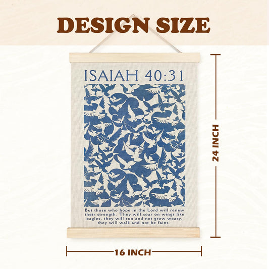 Supwhd Isaiah 40:31 Eagles Christian Wall Art with Wooden Poster Hanger, God is Good Bible Verses Posters Wall Art Decor, Christian Wall Decor for Home Room, 16x24 - color: Isaiah 40:31, size: 24"L x 16"W