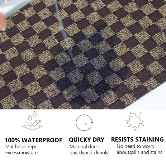 Petgrow Hallway Runner Rug 2FTX7FT,Super Skid Resistant TPR Backing Area Rug Runner, Indoor Outdoor Carpet Door Mat for Floor Entryway Kitchen Laundry Balcony Garage Corridor Stair,Brown - color: Checked Brown, size: 2FTX7FT