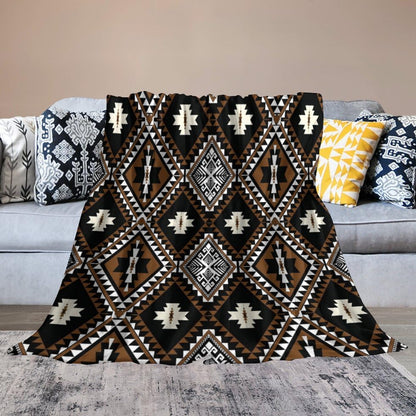Rustic Western Throw Blanket, Southwestern Bohemian Ethnic Style Native Aztec Pattern Flannel Blanket for Sofa Bed, All Seasons 30"x40" - color: Aztec-4, size: 30"x40"