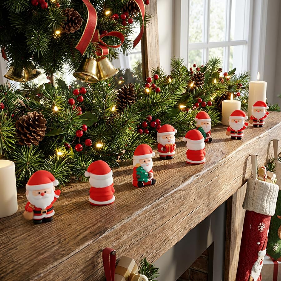 30 Pcs Christmas Mini Santa Figurines, Tiny Santa Claus Statues Ornaments - color: Santa, size: 30 Pcs