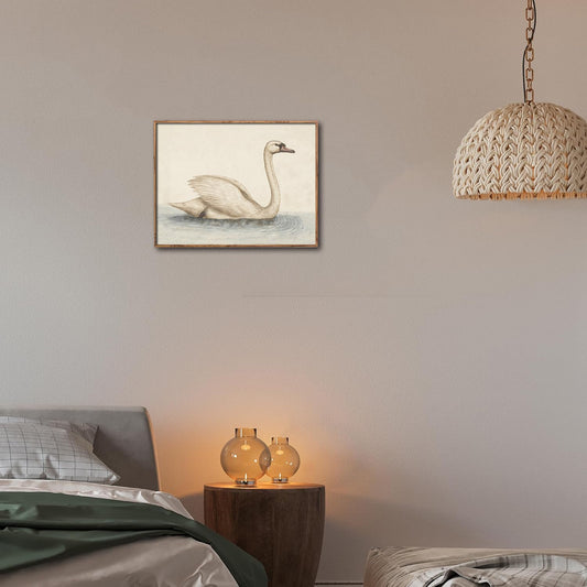 Kizbok Vintage Wall Art Decor Neutral Swan Canvas Prints Farmhouse Wall Decor Rustic Watercolor Swan Vintage Art Pictures for Nursery Bedroom Bathroom Office Decor(8" x 10"-UNFRAMED) - color: Neutral Swan, size: 10"L x 8"W
