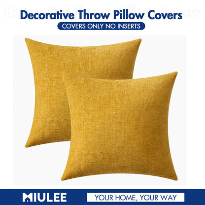 MIULEE Soft Chenille Throw Pillow Covers Mustard Yellow 16x16 Pack of 2 - color: Mustard Yellow, size: 16" x 16" (Pack of 2)