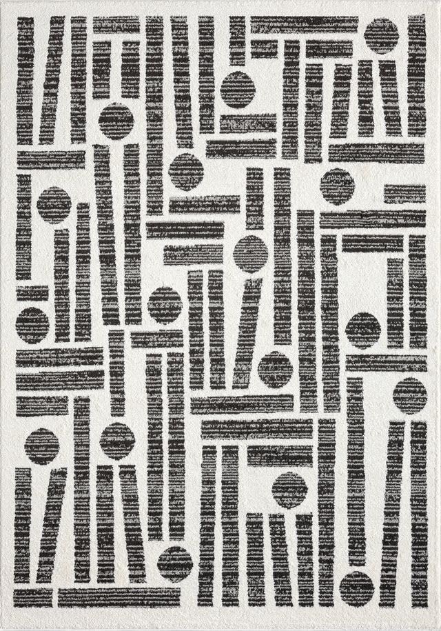 Abani Nomad Cream & Grey Area Rug 2' x 3' for Living Room, Bedroom - Geometric Pattern - Durable & Easy to Clean - size: 2x3