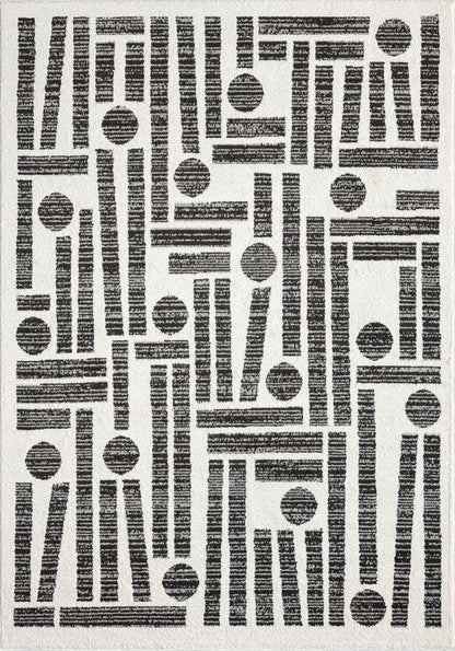 Abani Nomad Cream & Grey Area Rug 2' x 3' for Living Room, Bedroom - Geometric Pattern - Durable & Easy to Clean - size: 2x3